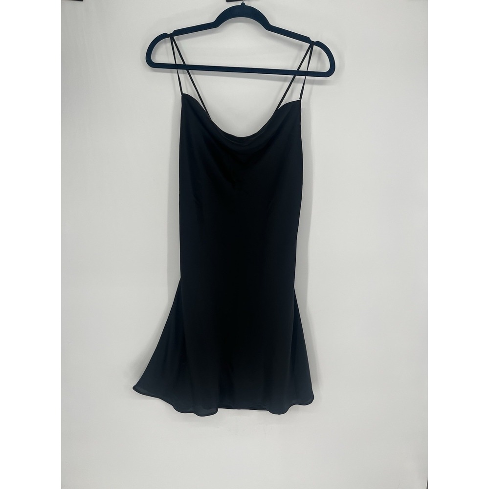 Abercrombie And Fitch Cowl Neck Black Satin Slip Dress Women's Sz L